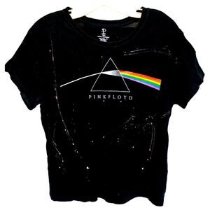 PINK FLOYD 2005 by Anthill Rockware Women's Black T-shirt Splatter Custom Design